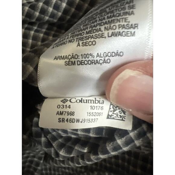 EUC Columbia Shirt Men L Gray Black Check Long Sleeve Fishing Hiking Outdoors - Picture 6 of 6